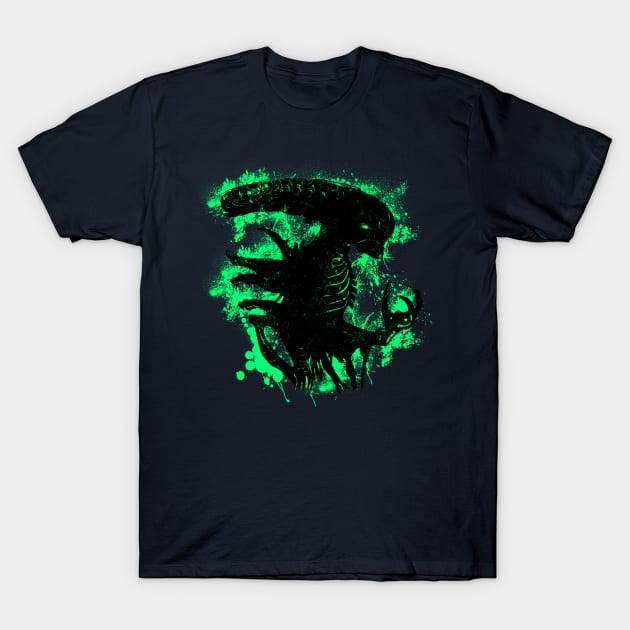 Aliens Acid Green T-Shirt by OneRedFox